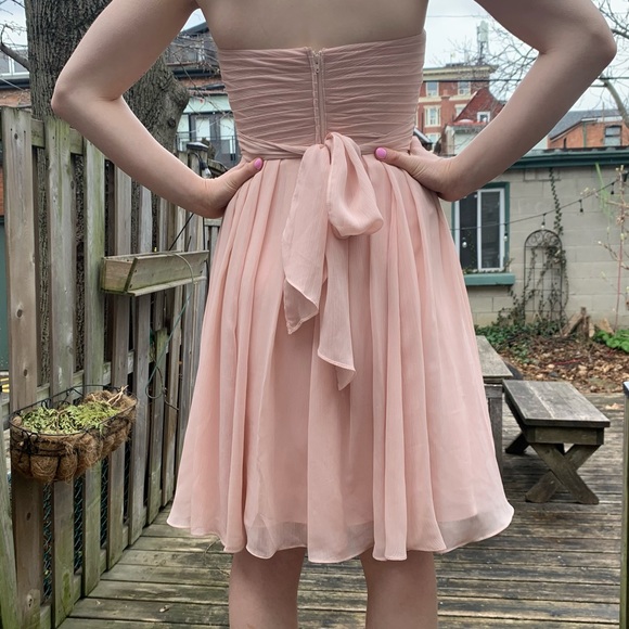 Blush Knee-Length Chiffon Bridesmaid Dress - Picture 2 of 4